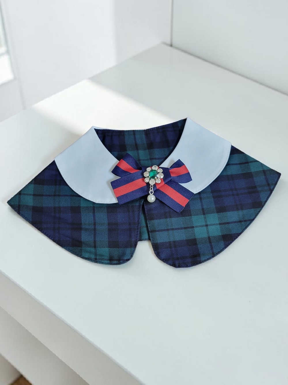 Pet & Me Green Plaid School Uniform Dog Collar Cape